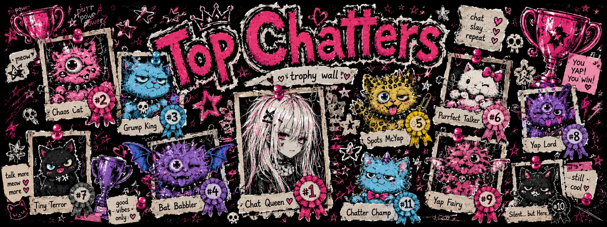 Top Chatters trophy wall